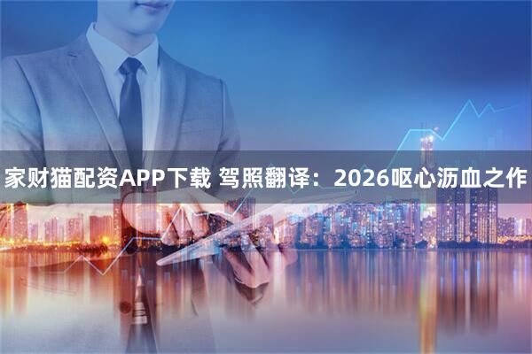 家财猫配资APP下载 驾照翻译：2026呕心沥血之作